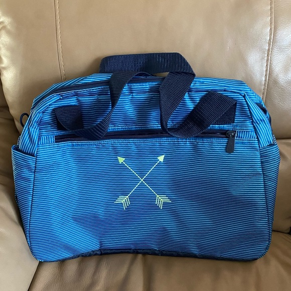 NWT ThirtyOne Thirty One 31 Take the day diaper bag tote skinny stripe blue - Picture 1 of 5